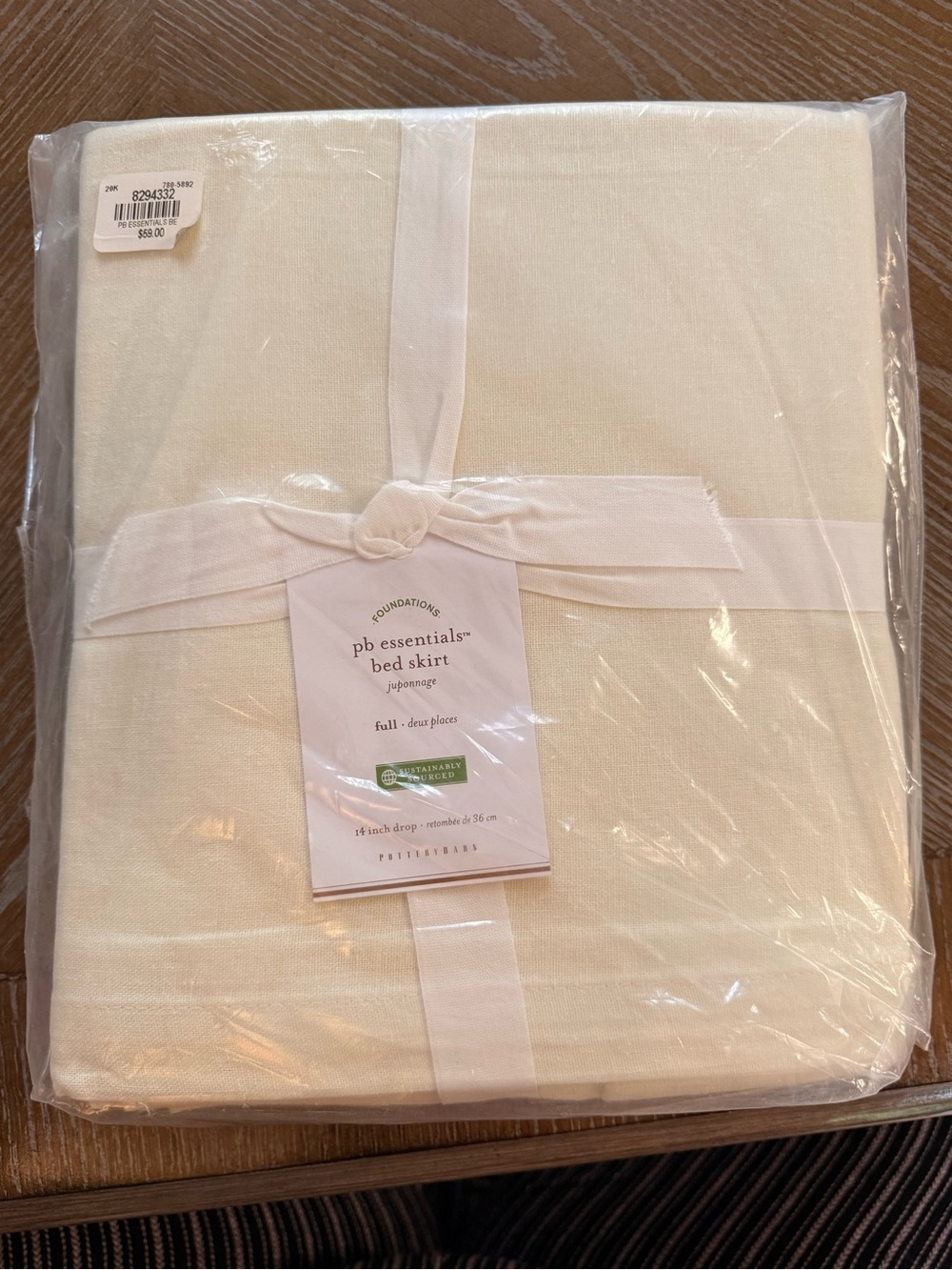 Pottery Barn Linen Bed Skirt in Off-White Full Size NWT